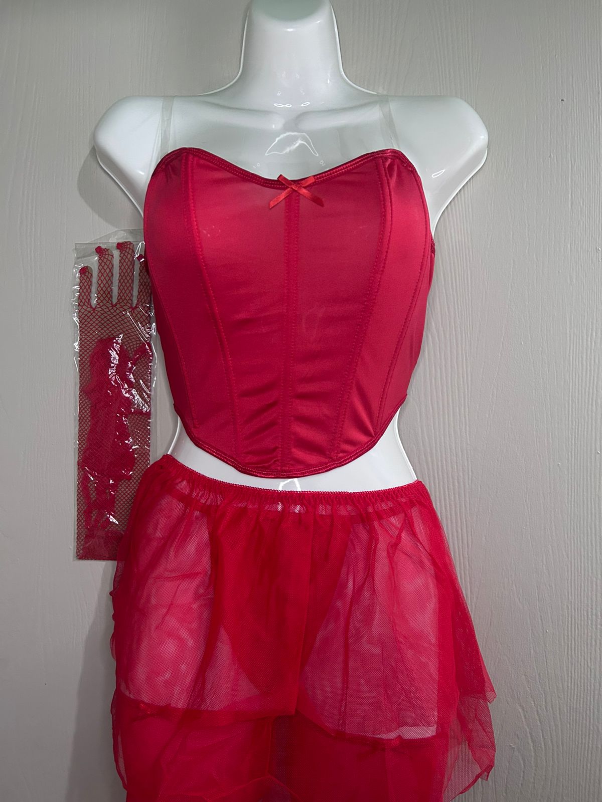 Disfraz Corset Sensual con Falda de Tul – Cosplay Adulto Mujer | Rojo / Negro