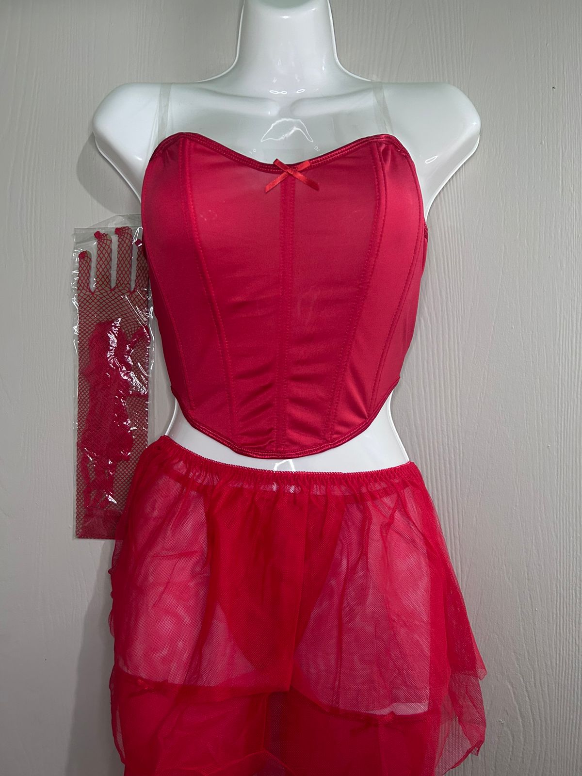 Disfraz Corset Sensual con Falda de Tul – Cosplay Adulto Mujer | Rojo / Negro
