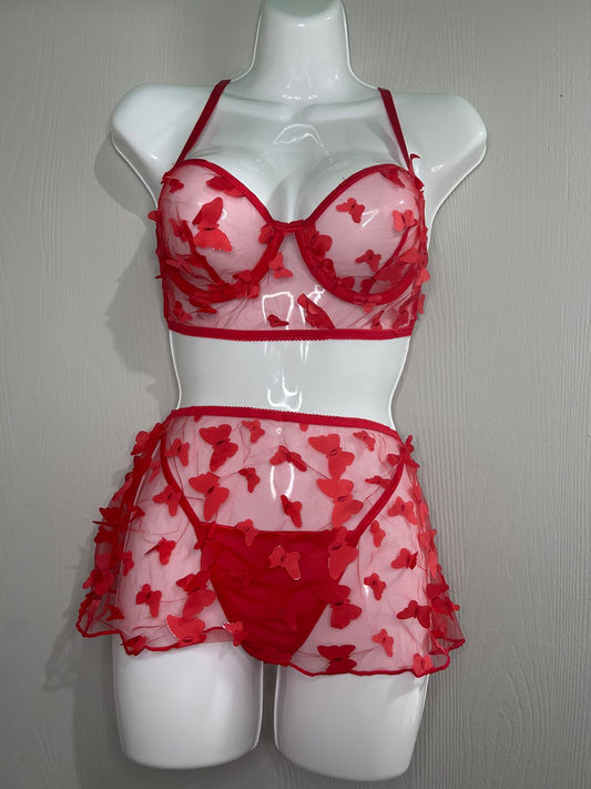 Conjunto Sensual Rojo con Falda de Tul y Detalles Bordados – Cosplay Adulto